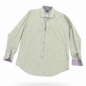 Thomas Dean Light Green and Purple Button Down Shirt